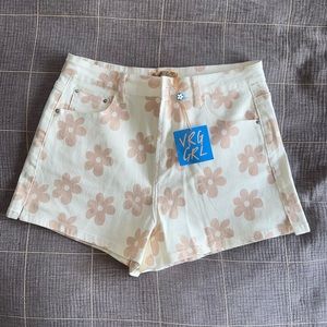 VRG GRL White Floral Shorts